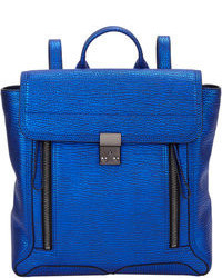 Синий кожаный рюкзак