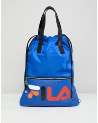 Женский синий кожаный рюкзак с принтом от Fila