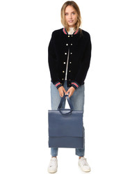 Женский синий кожаный рюкзак от Building Block