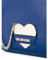 Женский синий кожаный рюкзак от Love Moschino