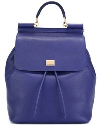 Женский синий кожаный рюкзак от Dolce & Gabbana
