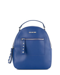 Женский синий кожаный рюкзак от Love Moschino