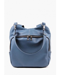 Женский синий кожаный рюкзак