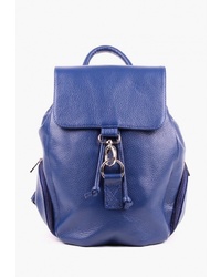Женский синий кожаный рюкзак