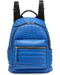 Синий кожаный стеганый рюкзак