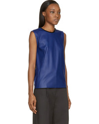 Синий кожаный топ без рукавов от Cédric Charlier