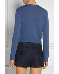 Синий короткий свитер от Miu Miu