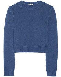 Синий короткий свитер от Miu Miu