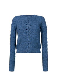 Женский синий кружевной свитер с круглым вырезом от See by Chloe