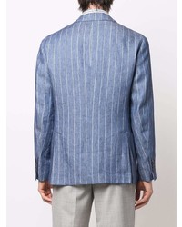 Мужской синий льняной пиджак в вертикальную полоску от Brunello Cucinelli