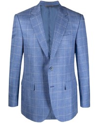 Мужской синий льняной пиджак в клетку от Canali