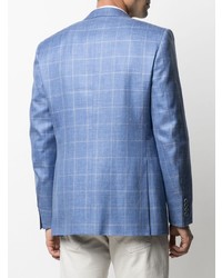 Мужской синий льняной пиджак в клетку от Canali