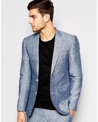 Мужской синий льняной пиджак от Asos