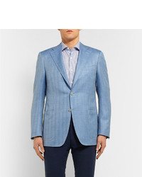 Мужской синий льняной пиджак от Canali