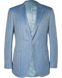 Мужской синий льняной пиджак от Canali