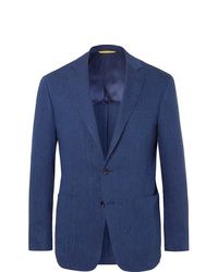 Мужской синий льняной пиджак от Canali