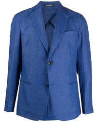 Мужской синий льняной пиджак от Emporio Armani