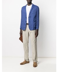 Мужской синий льняной пиджак от Altea