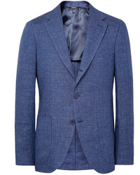 Мужской синий льняной пиджак от Loro Piana