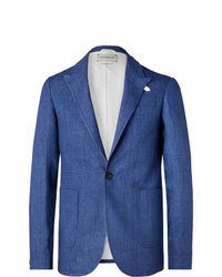 Мужской синий льняной пиджак от Oliver Spencer