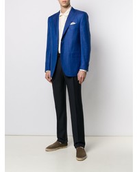 Мужской синий льняной пиджак от Canali