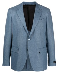 Мужской синий льняной пиджак от Z Zegna