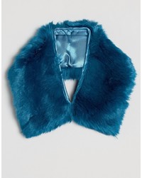 Женский синий меховой шарф от Asos