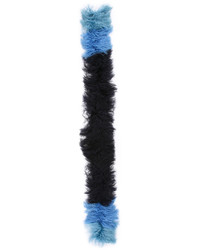 Женский синий меховой шарф от Jocelyn