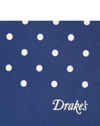 Синий нагрудный платок в горошек от Drakes