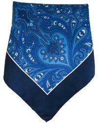 Синий нагрудный платок с "огурцами" от Kiton