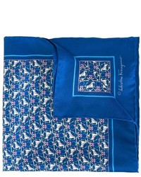 Синий нагрудный платок с принтом от Salvatore Ferragamo