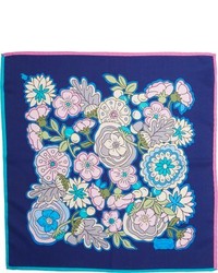 Синий нагрудный платок с цветочным принтом