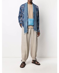 Мужской синий открытый кардиган от Greg Lauren