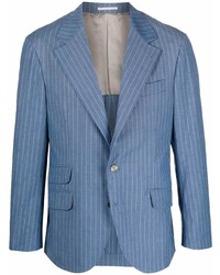 Мужской синий пиджак в вертикальную полоску от Brunello Cucinelli