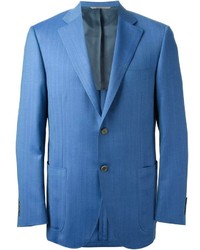 Мужской синий пиджак в вертикальную полоску от Canali