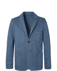Мужской синий пиджак в вертикальную полоску от Officine Generale