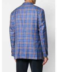 Мужской синий пиджак в шотландскую клетку от Kiton