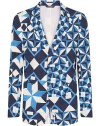 Синий пиджак с геометрическим рисунком