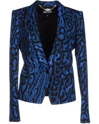 Синий пиджак с леопардовым принтом