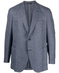 Мужской синий пиджак с узором "гусиные лапки" от Brioni