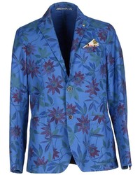Синий пиджак с цветочным принтом