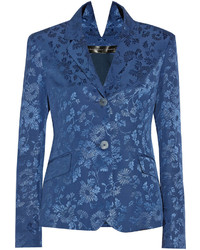 Синий пиджак с цветочным принтом