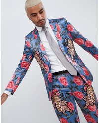 Мужской синий пиджак с цветочным принтом от ASOS Edition