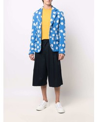 Мужской синий пиджак с цветочным принтом от Marni