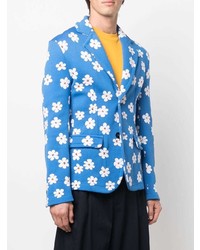 Мужской синий пиджак с цветочным принтом от Marni