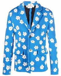 Мужской синий пиджак с цветочным принтом от Marni