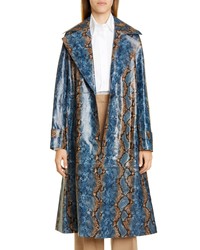 Синий плащ с принтом