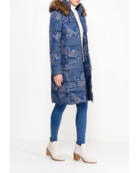 Женский синий пуховик от Baon