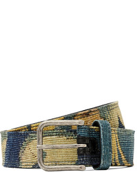 Мужской синий ремень из плотной ткани с принтом от Dries Van Noten