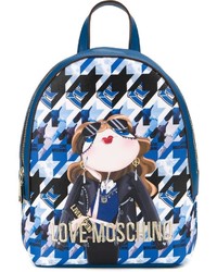 Женский синий рюкзак с принтом от Love Moschino